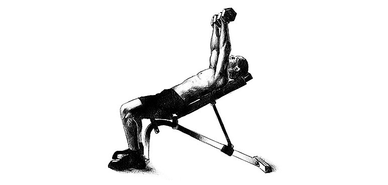 Wyciskanie sztangielek na ławce poziomej leżąc