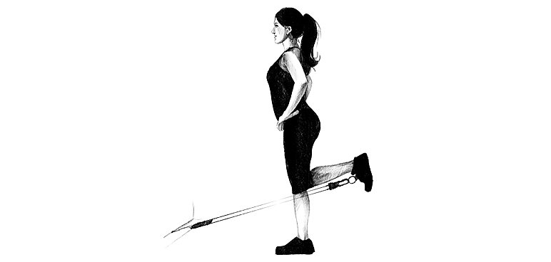 Odwodzenie nogi w tył z wykorzystaniem wyciągu