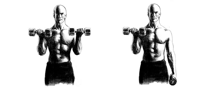 Uginanie przedramion ze sztangielkami podchwytem z supinacją