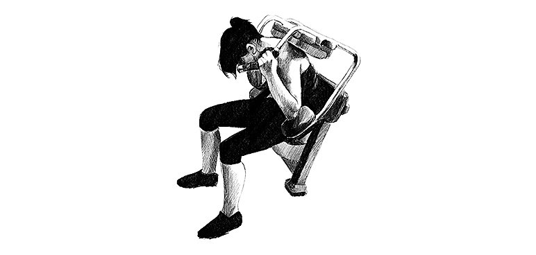 Skłony tułowia w przód na maszynie siedząc